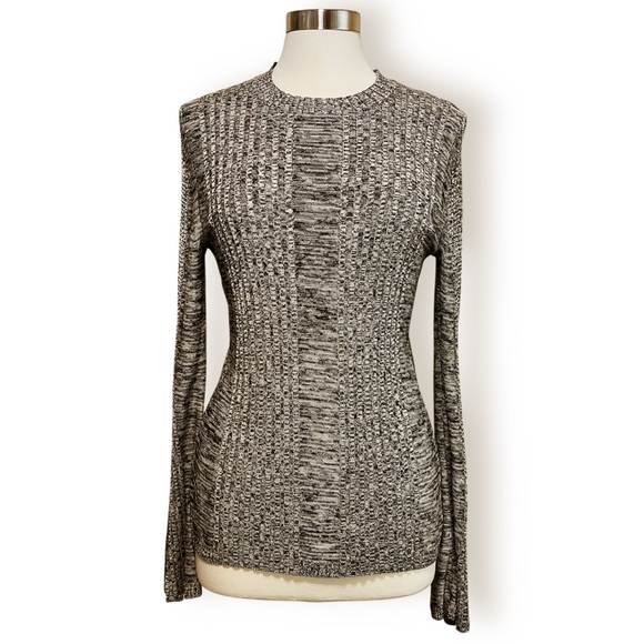 COS Ribbed Knit Heathered Tunic Sweater with Bell Sleeves - Picture 1 of 8
